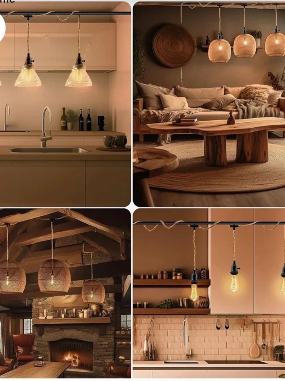 Ophelia & Co. Hemp Rope 3-Light Plug-In Pendant Kit - Natural Brown